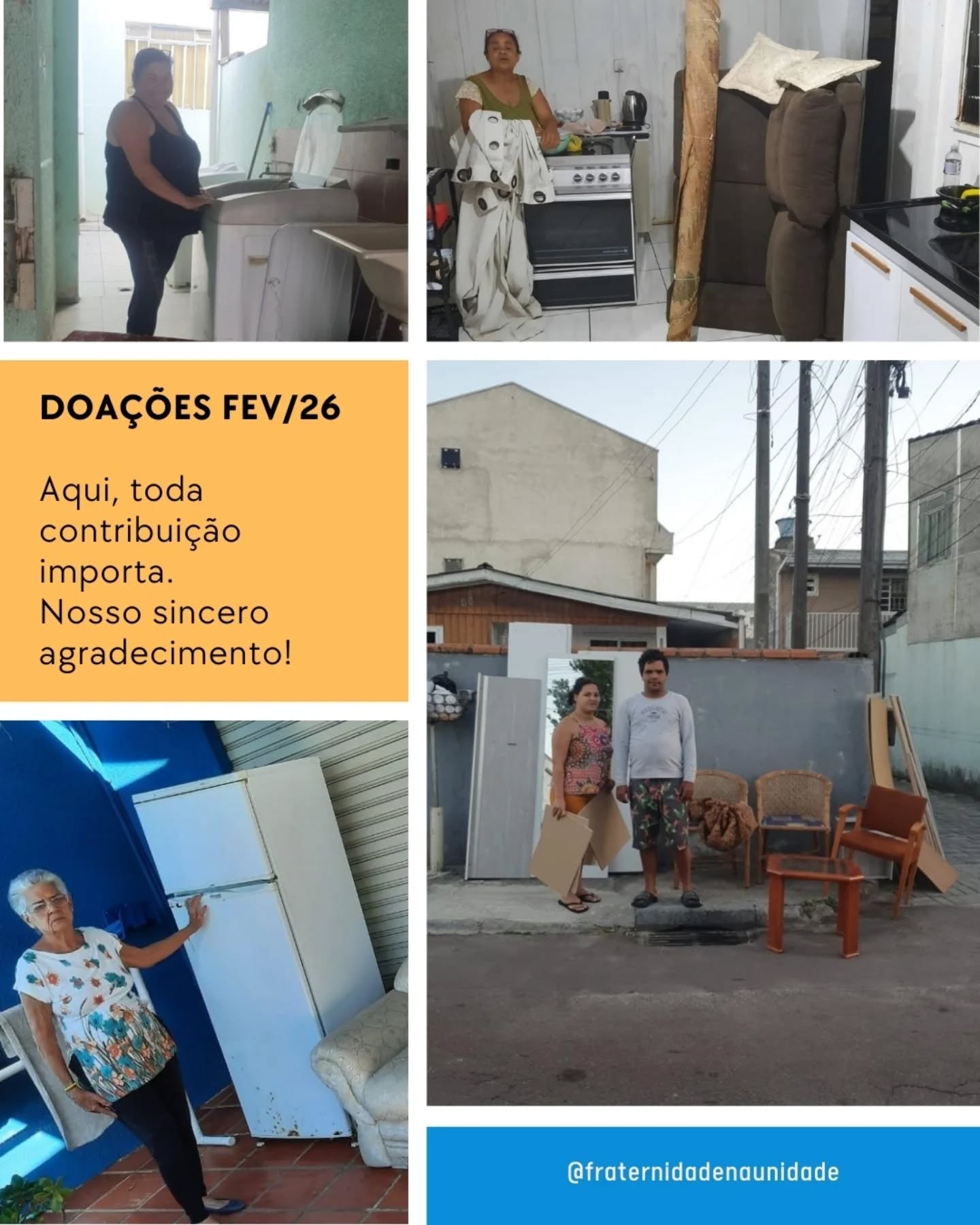 Entrega de doações a famílias acolhidas